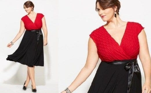 Plus-Size-New-Years-Eve-Outfits-Avenue-Two-Tone-Dress-Black-and-Red