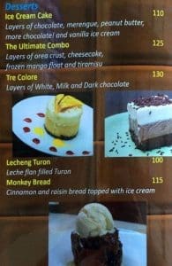 Fudge Cebu Menu