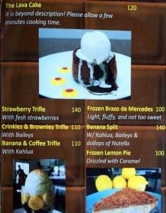 Fudge Cebu Menu