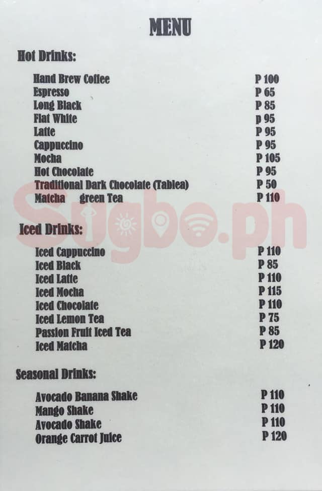 21 Kilometers Coffee Cebu Menu 1