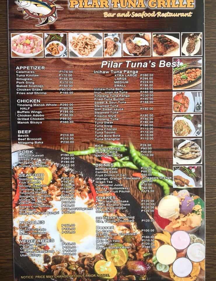 pilartunagrillecebu-menu
