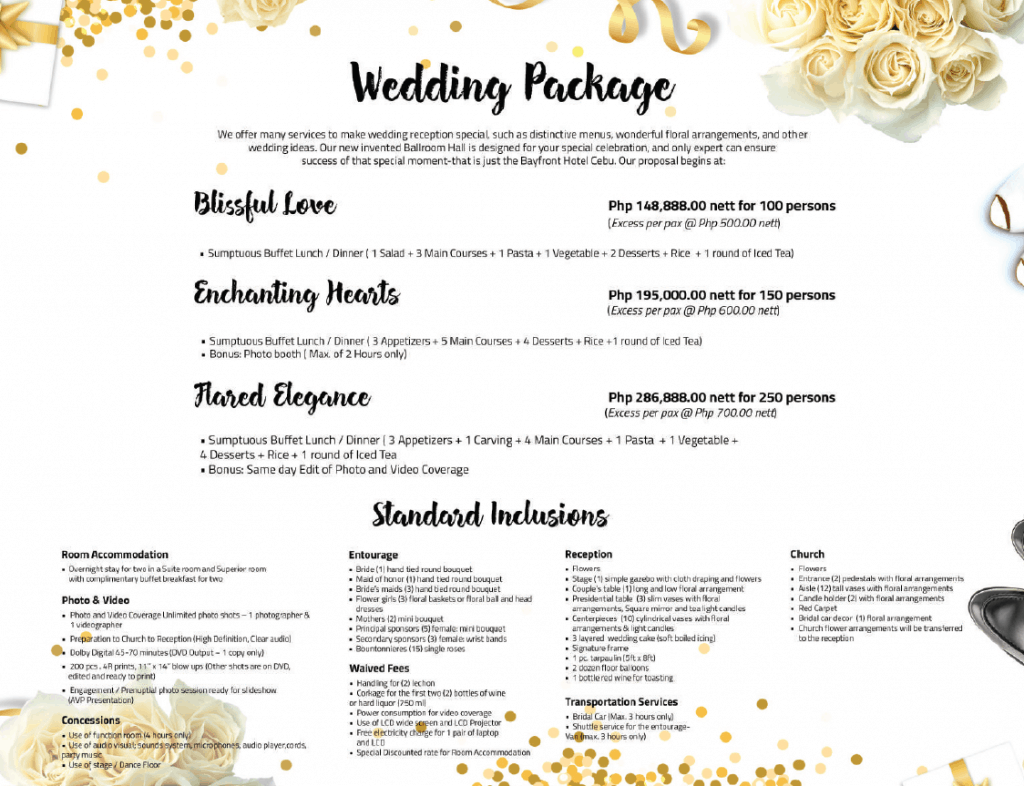 Bayfront Hotel Cebu - Wedding Package