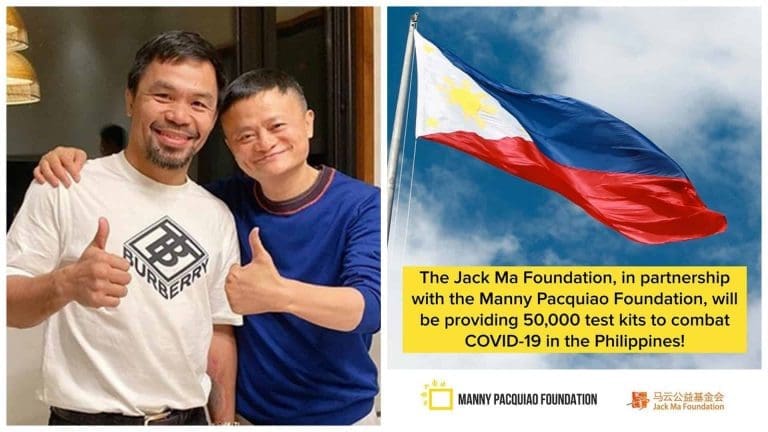 Alibaba Founder Jack Ma & Manny Pacquiao donate 50,000 test kits for COVID-19 in the Philippines